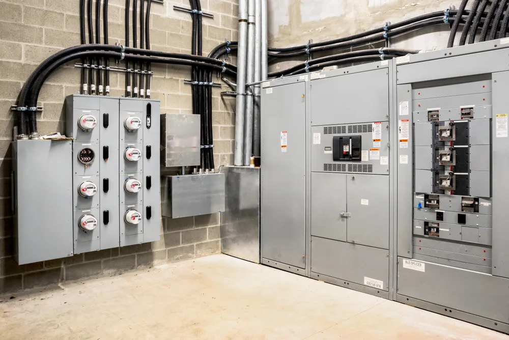 Commercial electrician wiring an office fit-out in the Hills District